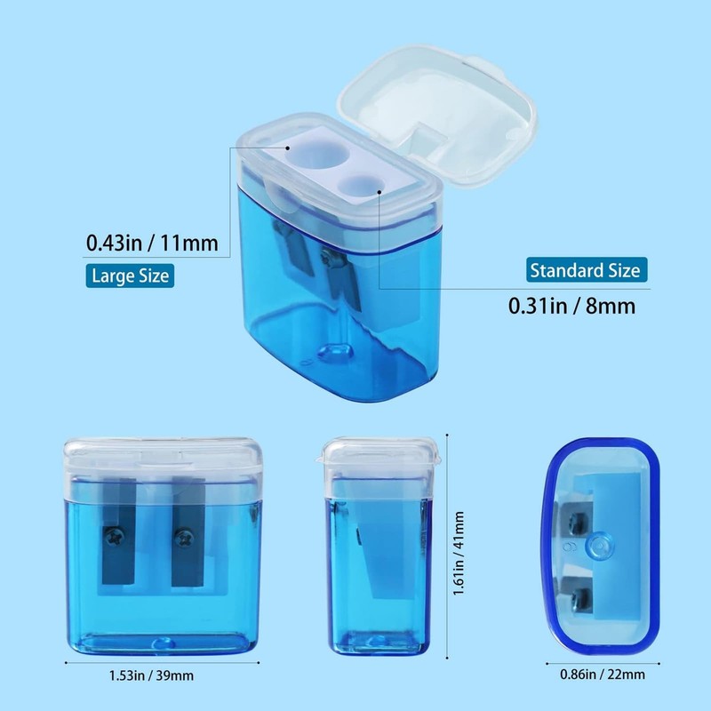 24 Pieces Pencil Sharpener with Container, 4 Colours Sharpener with