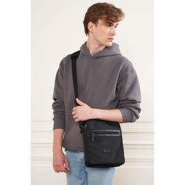 Lancaster Paris Men's Smart Large Crossbody Bag 28 cm, black