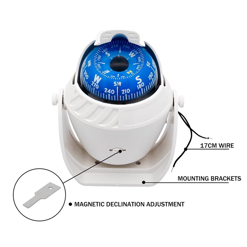 Baceyong Sea Marine Car Navigation Compass Ball Swivel Compass with