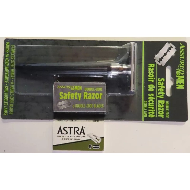 Assured Double Edge Shaving Safety Razor for Men + 10