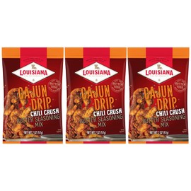 Louisiana Fish Fry Cajun Drip Chili Crush Butter Seasoning Mix - Seasoned Butter Sauce for Seafood - 2 oz. Bag (Pack of 3) - Just Add Butter and Toss with Seafood - Add a Burst of Flavor to Your Boiled Seafood with Cajun Drip