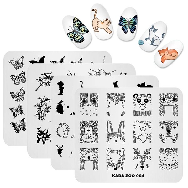 KADS Nail Art Stamp Plate Cute Animal Series Nail stamping plate Template Image Plate Nail Art DIY Decoration Tool Butterfly Dog Fox
