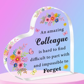 SMARGO Colleague Leaving Gifts for Women Work Bestie Birthday Acrylic Decoration Plaque Gifts, Farewell Going Away Goodbye Gifts for Coworker