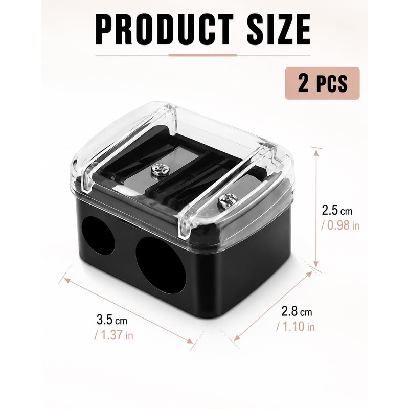 YIPFEN Pack of 2 Makeup Sharpener, Universal Pencil Sharpener for