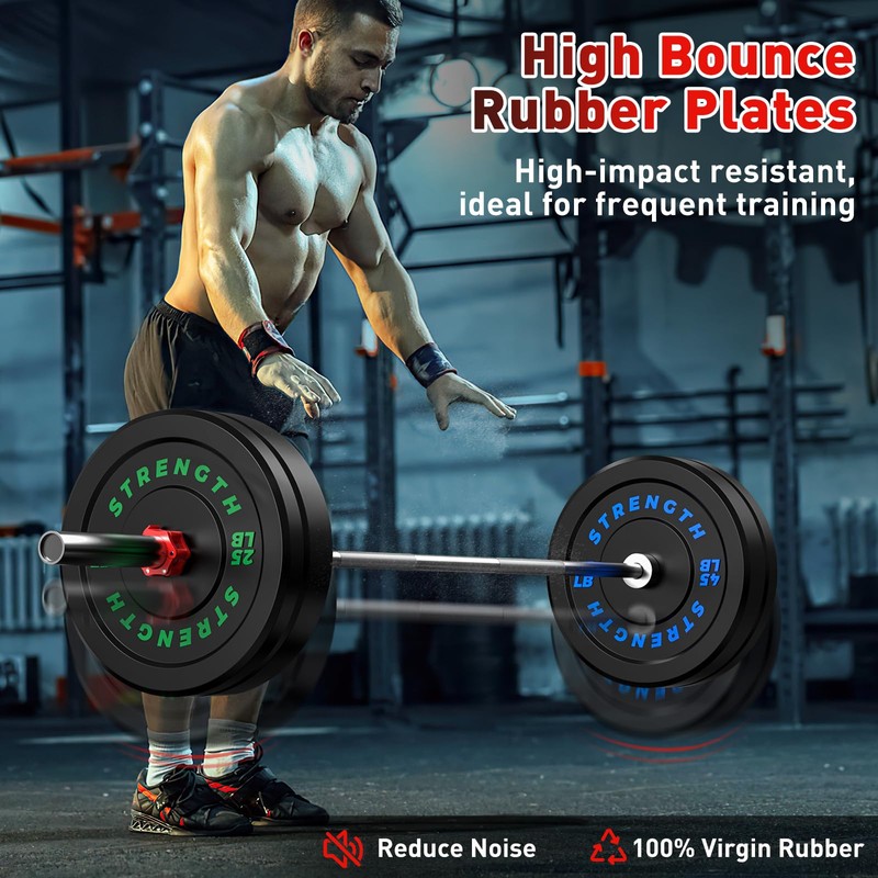 Rendpas Olympic Bumper Plates Set - Virgin Rubber Weights for