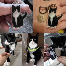 sunaeset cute tuxedo cat keychain, kawaii bag charm car key chain accessories for backpack, animal kitty keychain purse charms, cat lover gifts for women (2 Pcs)