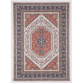 Linon Home Decor Prroducts Honora Whitby Red/Navy 5' x 7' Flat No Pile Area Rug