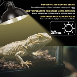 PTSCBS 8.5-inch Standard lamp Dome for Reptile Heating Lamps, Object/Heat/Ceramic Heat emitters, up to 200W for Bearded Dragons, Turtles, Snakes and Lizards Lamps