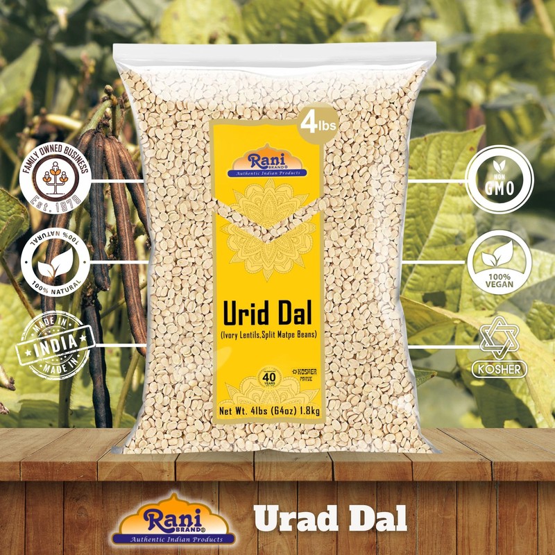 Rani Urid/Urad Dal (Split Matpe Beans Skinless) Indian Lentils 64oz
