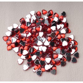 Ruwado 200 Pcs Acrylic Heart Rhinestone Crystal Gems 12 MM Cute Small Flat Back Gems for Table Scatter Wedding Decoration Valentine’s Day DIY Crafting Jewelry Making Kits (Red)