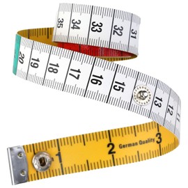 Tailor's Tape Measure 1.8 x 150 cm - Flexible Sewing Tape Measure Made of PU Leather with Press Stud Closure (Inches + Centimetres) - for Sewing and Body Measurements