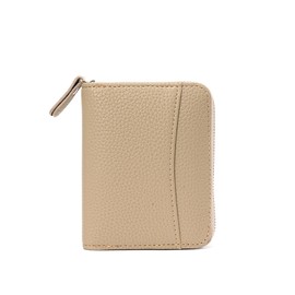 ERJUR Credit Card Wallet RFID Credit Card Holder Small Leather Zipper Card Case, Apricot, Fashion