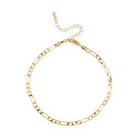 Red by Kiss 14K Gold Plated Glam Fashion Anklet, Hypoallergenic Cuff Link, Adjustable Strap, Lead & Nickel Free for Sensitive Skin (Figaro 4MM)