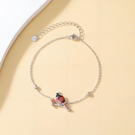 LONAGO Red Cardinal Bracelet with Cubic Zirconia Cardinal Bracelet Gift for Women