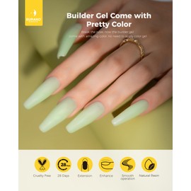 BURANO 5-in-1 Builder Nail Gel, 15 ml Builder Gel for Gel Nails, Base Coat, Nail Glue for Artificial Nails, Gel, Nail Extension Gel for Nail Art (Green)
