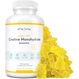 Etta Sugar-Free Creatine Monohydrate Gummies Women Men Muscle Support Energy 90c