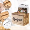 Hoteam Wooden Recipe Box with Cards and Rustic Wood Recipe
