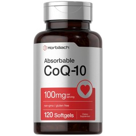 Horbäach Cápsulas blandas de CoQ10 de 100 mg | 120 unidades | Suplemento sin OMG ni gluten