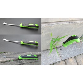 FITOOL Stainless Steel Straight Weeder 13-Inch - Premium Garden Hand Weeder - Deep Underground Weeder - Stainless Steel Blade Mirror Polishing - with Soft Dual-Color Ergonomic Handle