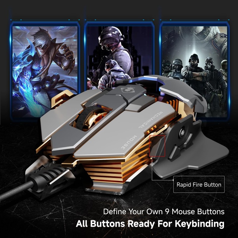 SEUNKWANG EWEADN G5 Wired Gaming Mouse, Ergonomic RGB Computer Mouse,