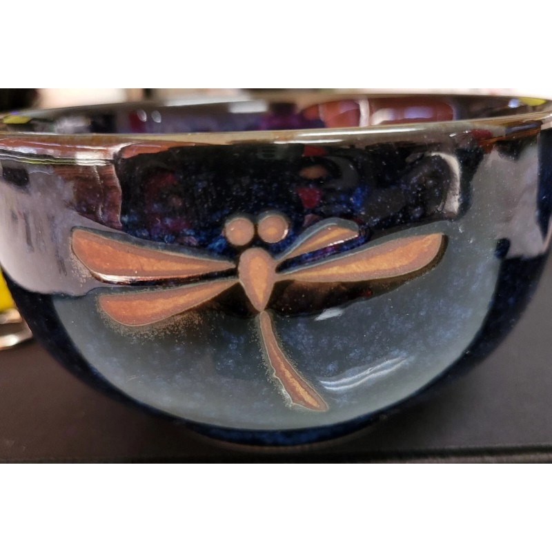 Dragonfly Rice Noodle Soup Bowls, Blue ( se of 6)