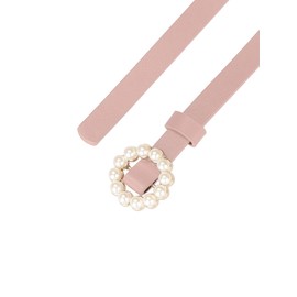 Allegra K Womens Plus Size Waist Belts Pearl Narrow Leather Adjustable Belt for Jeans Dresses Pants 105cm/41.33" Light Pink
