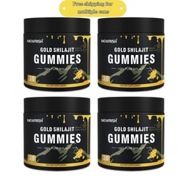 Newrish Pure Shilajit Gummies - Organic Manuka Honey - Boost Energy and Stamina - Men's Energy Supplement - Sports and Fitness - 30 Gummies - 100% Natural:_4 cans