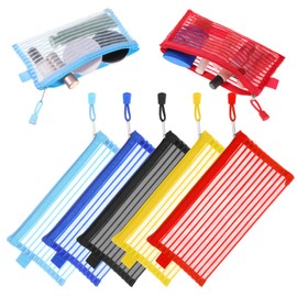 InnoHHustle Small Zipper Pouch, 5 Pieces Pocket Mesh Makeup Bag Multicolor Lipstick Pouch Cute Clear Coin Bag Small Cosmetic Bags with Zipper for Women Girls Lipsticks Keys Purse Essentials