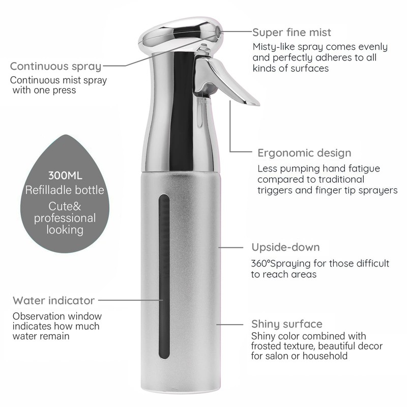 Fine Mist Spray Bottle, Fine Mist Continuous Spray Bottle,Empty Water