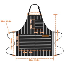 OWill Adjustable Apron Unisex Apron with Pocket Cooking Kitchen Chef Aprons for Women Men Home Kitchen Butchers BBQ Restaurant (Black)
