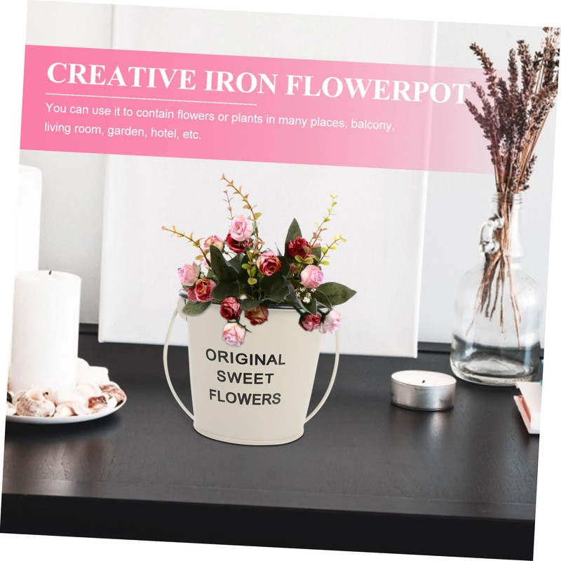 BESPORTBLE 1pc Chic Small Iron Bucket Creative Flower Container Versatile