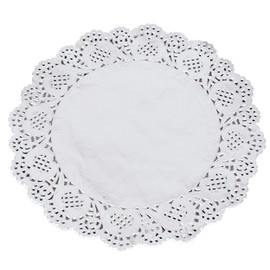 ANTETOK Doyley Lace Paper Doilies Disposable Placemats 12 Inch 100pcs Elegant Paper Doilies Lace for Party, Cakes, and Crafts, Silver