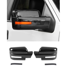 Full Mirror Covers Caps Compatible with 2009-2014 Ford F150 Raptor Door Side View Mirror Cover Caps Trims, Carbon Fiber