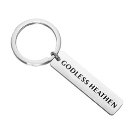 CENWA Atheist Gift Funny Atheist Gift Godless Heathen Keychain, Gray, 1.2*5