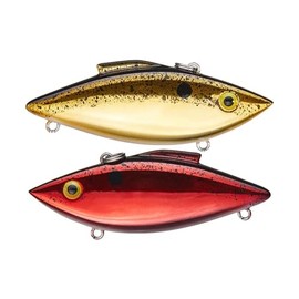 Bill Lewis Lures Lifelike Vibrations Rat-L-Trap 1/2 OZ Lipless Crankbait Fishing Wobble Sinking Lure for Black Bass, Trout, Walleye, Pike, Salmon, 2 Faced RED Side/Gold Side W/Black Splatter Back