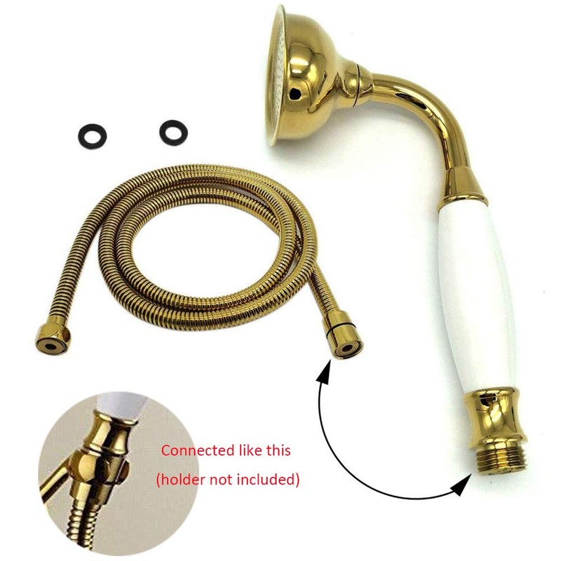 HOMEDEC Traditional Telephone Style Brass Handheld Showerhead with 59inch Hose