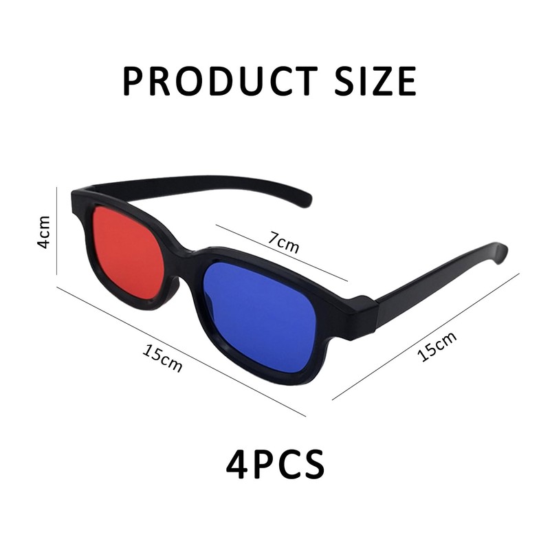XMNIVATE 4 Pieces 3D Tv Glasses, Red And Blue 3D