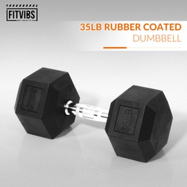 Fitvids Hex Dumbbells Rubber Coated Hand Weights for Exercises and Fitness, Single