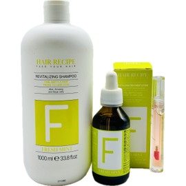 Maxy Look Fresh Mint Revitalizing Shampoo 1000ml/33.8 fl oz and Treatment lotion 100ml/3.38 fl oz for Fine, Brittle Hair Prone to Hair Loss (Compared to Maxima Reinforce Vigor) Free Starry Lip Gloss