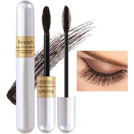 AKARY Mascara Waterproof & Smudge-Proof - 2-1 Long-Lasting Mascara Black Volumizing and Lengthening for Eye Makeup, Liquid Lash Extensions Mascara for a Full Fan Effect, No Clumping, Curling Eyelashes, Vegan & Cruelty-Free, 02 Brown