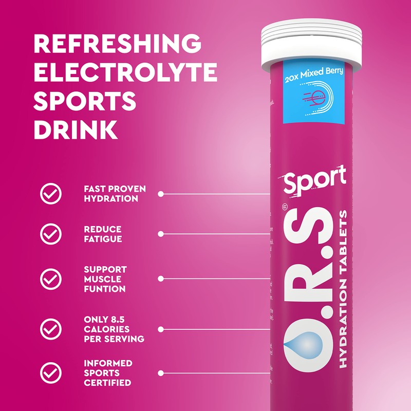 O.R.S Sport Hydration Tablets with Electrolytes, Vegan, Gluten & Lactose