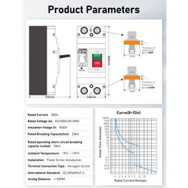 DIHOOL Heavy Duty Battery Disconnect Switch, 300 Amp DC Circuit Breaker for Main Power Station Solar System, UPS