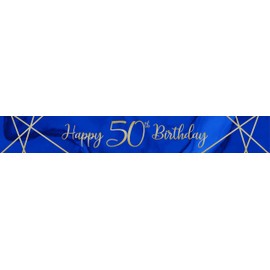 Navy and Gold Geode Age 50 Foil Banner