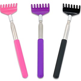 Jaasuee 3-Piece Portable Extendable Back Scratcher Set, Telescopic Back Scratchers for Women and Men, Stainless Steel Body Massagers with Rubber Grips