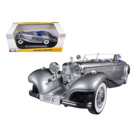 DCD 1936 Mercedes 500K Special Roadster 1/18 Scale Diecast Metal Model Car Sport Classic Car by Maisto Grey