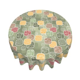 Round Tablecloth Abstract Cute Floral Table Cloths Waterproof Table Cover for Wedding Party Dining Holiday Banquet 60IN