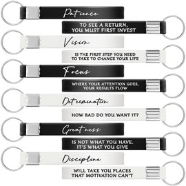 Sureio 24 Pcs Inspirational Motivational Key Chains Gift Silicone for Employee Coworker Student Teacher Women Men Camp Gift(Fresh Color,Discipline)