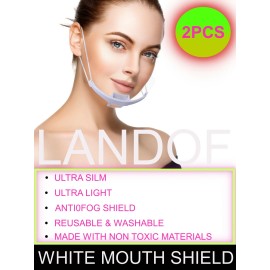 TK FASHION MASK White Transparent plastic anti-fog mouth shield ,restaurants,h - 2pcs White Mouth Shield