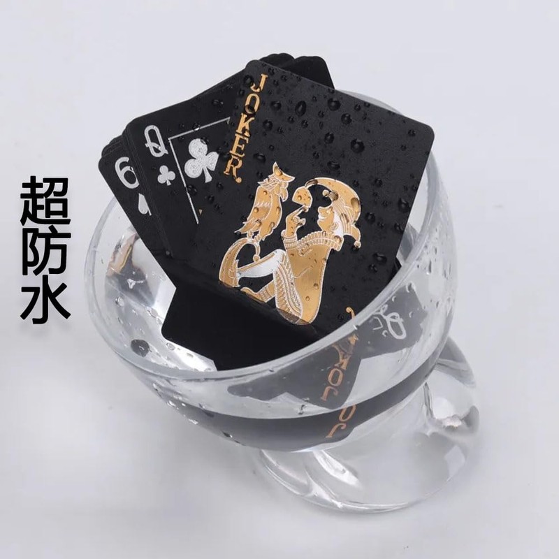 Plastic Magic Playing Cards, Black, Gold, PVC, Waterproof, Abrasion Resistant,