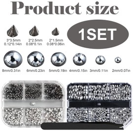 Puzxo Flache Perlen für Nägel, Goth Cone Nails Charms, Nagel-Charms und Metallnägel, Perlen, Nieten, Schmuckzubehör, flache Perle für DIY-Bastelarbeiten